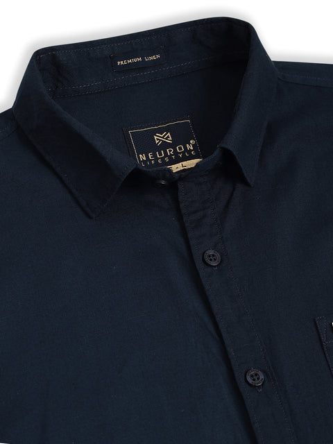 Men's Navy Blue Linen Shirt