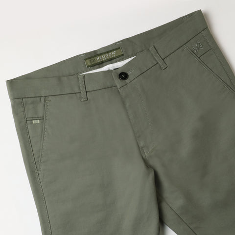 Men Moss Green  Trouser With Bone Pocket