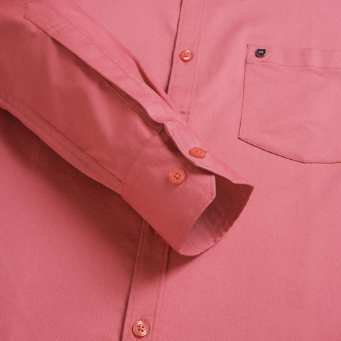 Men Pink Satin Cotton Formal Shirt