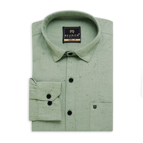 Men Moss Green Cotton Neps Shirt