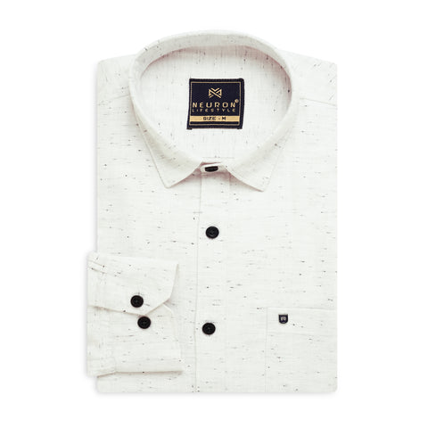 Men White cotton Neps Shirt