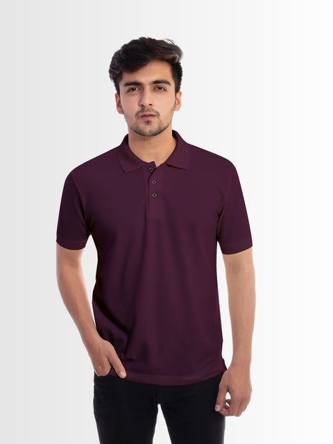 Men's Burgundy Polo Collar T-shirt