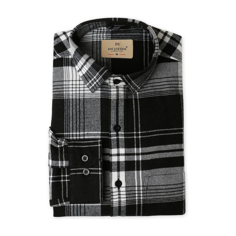 Black Tartan Checked Flannel Shirt