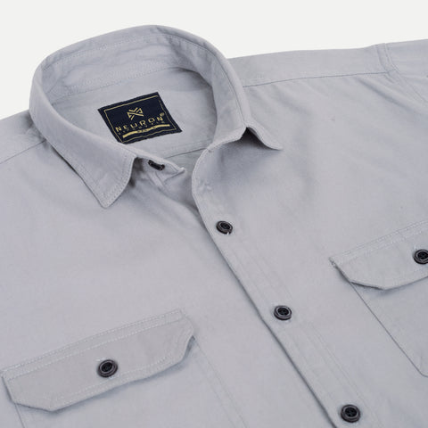 Men's Grey Double Pocket Casual Shirt