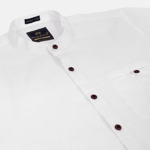 Men White Casual Linen Shirt