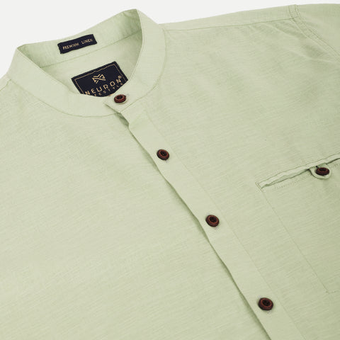 Men Tea Green Casual  Linen shirt