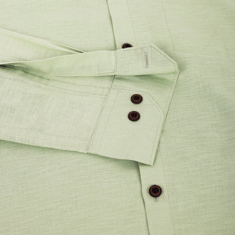 Men Tea Green Casual  Linen shirt