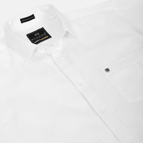 Men White Solid Cotton Shirt