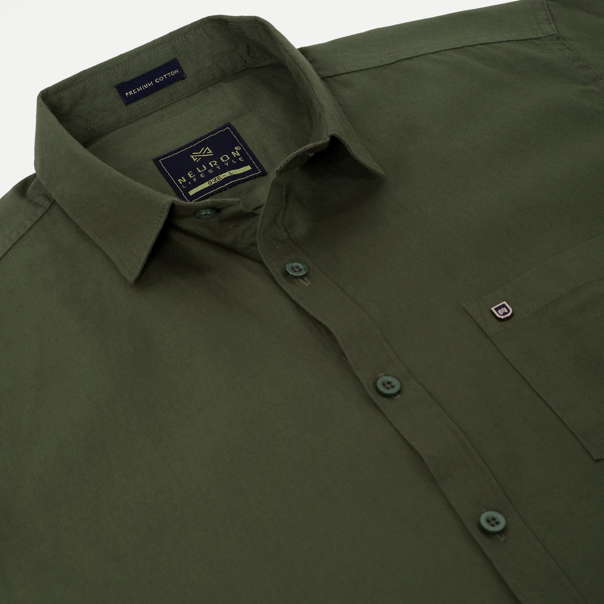 Olive Green Plain Formal Shirt