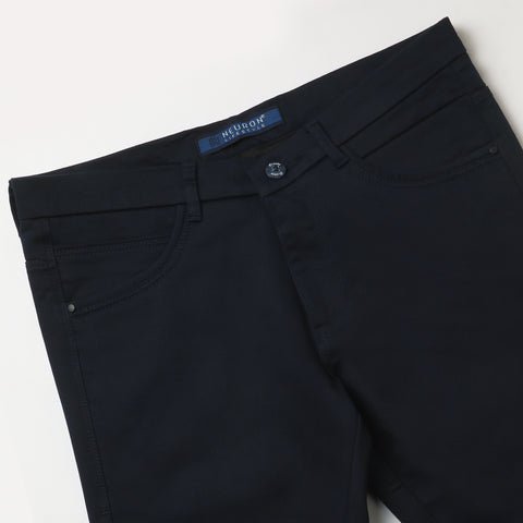 Men Navy Blue Trouser With Patch Pocket