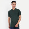 Men's Bottle Green Polo Collar T-shirt