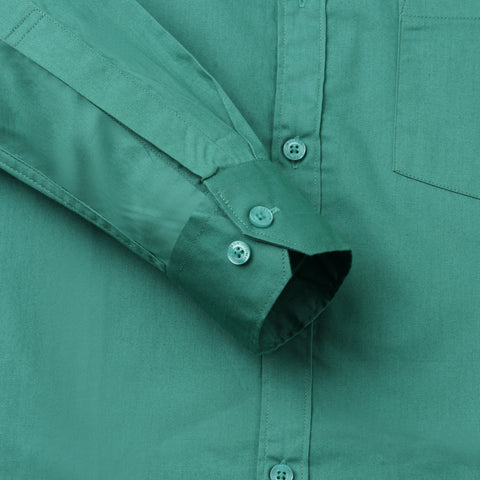 Men Pine Green Solid Cotton Shirt