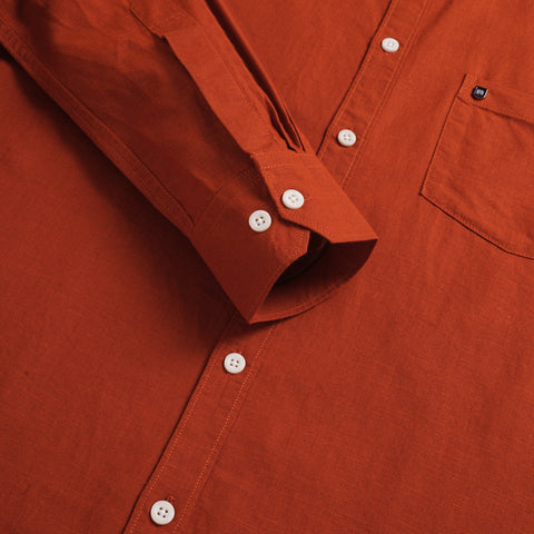 Men's Rust Orange  Linen Shirt