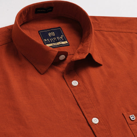 Men's Rust Orange  Linen Shirt