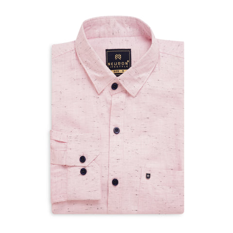 Men Pink Cotton Neps Shirt
