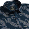 Men Navy Blue Printed Half Sleeves Shirt