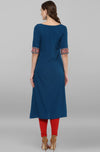 Women Turquoise Blue Printed A-Line Kurta (JNE2100-KR-144)