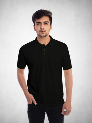 Men's Black Polo Collar T-shirt