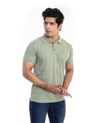 Men's Moss Green Polo Collar T-shirt.