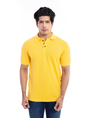 Men's Mustard Yellow Polo Collar T-shirt.