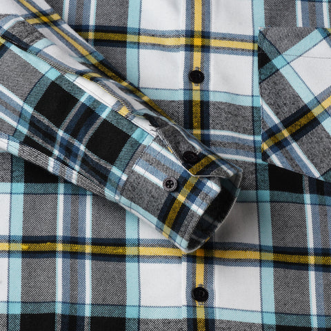 Yellow & Sky Blue Checked Flannel Shirt