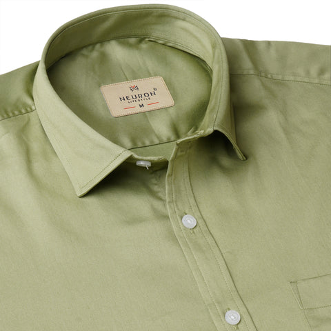 Men Green Satin Cotton Shirt