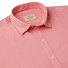 Peach Pink Popcorn Solid Half Sleeves Shirt