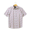 Men Pink and White Printed Half Sleeves Shirt