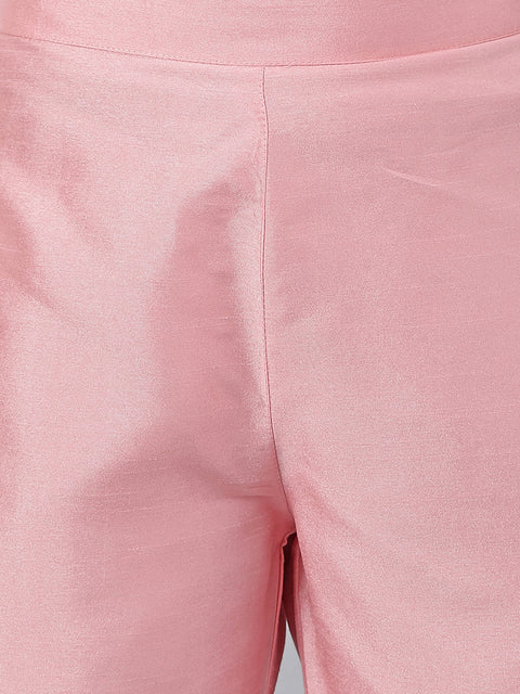 Women Poly Silk Sheer Straight Kurta with Trousers (SET357-KR-NP)
