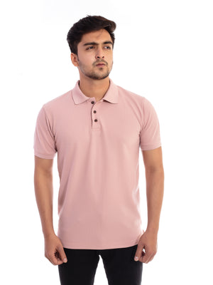 Men's Sand Pink Polo Collar T-shirt.