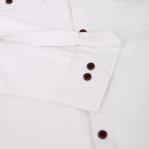 Men's White Double Pocket Casual Shirt