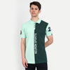 Men Mint & Bottle Green Color Blocked Polo Collar T-Shirt
