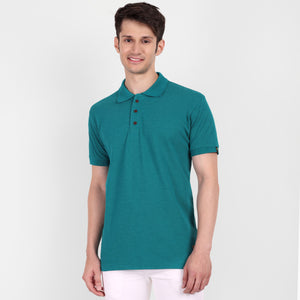 Men's Teal Blue Polo Collar T-shirt