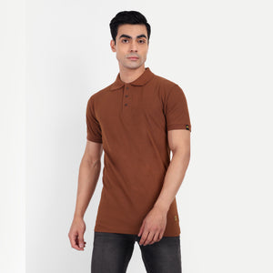 Men's Brown Polo Collar T-shirt