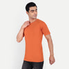 Pumpkin Orange Solid Round Neck T-shirt