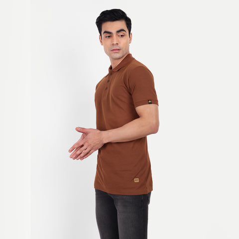 Men's Brown Polo Collar T-shirt