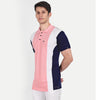 Men Pink White & Navy Blue Color Blocked Polo Collar t-shirt