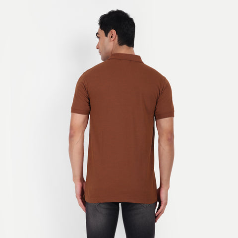Men's Brown Polo Collar T-shirt