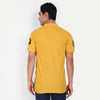 Men Mustard Yellow Black Color Blocked Printed Polo Collar T-Shirt