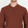Men's Brown Solid Henley Collar T-shirt