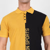 Men Mustard Yellow Black Color Blocked Printed Polo Collar T-Shirt